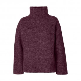 блуза,дамски,пуловери,дамски,плетени,дрехи,selected,gabriella,high,neck,sweater,purple,(fig,melange)