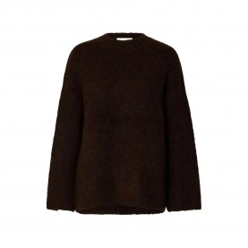 блуза,дамски,пуловери,дамски,плетени,дрехи,selected,gabriella,sweater,brown,(delicioso,melange)