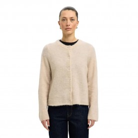 жилетка,дамски,пуловери,дамски,плетени,дрехи,selected,lulu,new,cardigan,birch,melange,(beige)