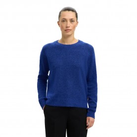 блуза,дамски,пуловери,дамски,плетени,дрехи,selected,lulu,sweater,dazzling,blue,melange,(blue)