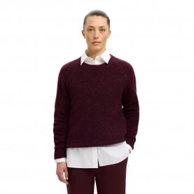 блуза,дамски,пуловери,дамски,плетени,дрехи,selected,lulu,sweater,fig,melange,(red)