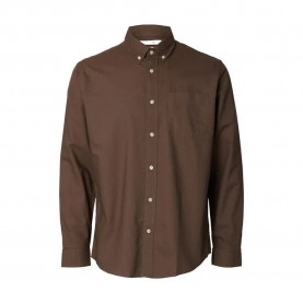 риза,с,дълъг,ръкав,мъжки,ризи,selected,regrick,oxford,flex,long,sleeve,shirt,morel,(brown)