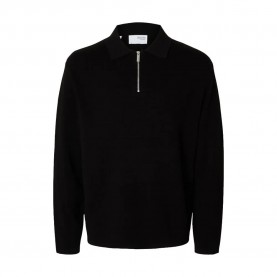 блуза,мъжки,пуловери,selected,teller,relaxed,fit,half,zip,sweater,black