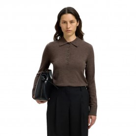 дамски,блузи,с,яка,selected,thea,long,sleeve,polo,delicioso,(brown)