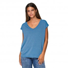 тениска,дамски,тениски,pieces,billo,lurex,stripes,short,sleeve,t,shirt,azure,blue,gold,lurex,(blue)