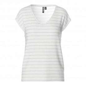 тениска,дамски,тениски,pieces,billo,lurex,stripes,short,sleeve,t,shirt,bright,white,wide,gold,lurex,(white)