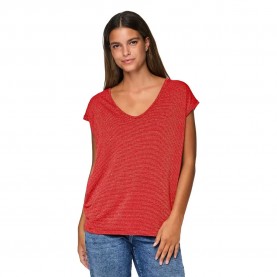 тениска,дамски,тениски,pieces,billo,lurex,stripes,short,sleeve,t,shirt,poppy,red,gold,lurex,(red)