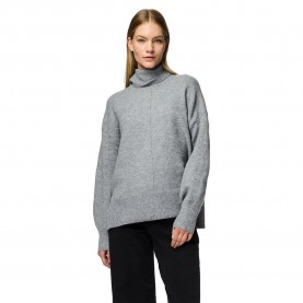 блуза,дамски,пуловери,дамски,плетени,дрехи,pieces,malou,high,neck,sweater,medium,grey,melange,melange,(grey)