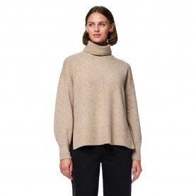 блуза,дамски,пуловери,дамски,плетени,дрехи,pieces,malou,high,neck,sweater,taupe,gray,melange,(beige)