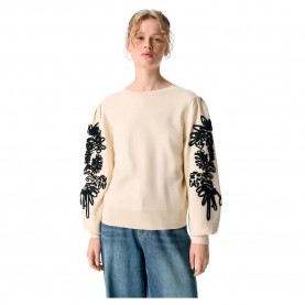 блуза,дамски,пуловери,дамски,плетени,дрехи,object,joana,sweater,sandshell,black,tape,(beige)