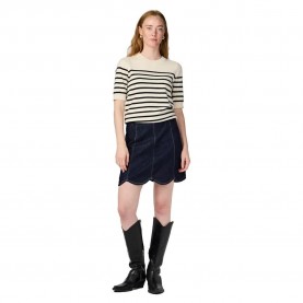 блуза,дамски,пуловери,дамски,плетени,дрехи,yas,lena,short,sleeve,sweater,birch,black,stripes,(beige)