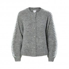 жилетка,дамски,пуловери,дамски,плетени,дрехи,yas,olly,cardigan,medium,grey,melange,star,white,details