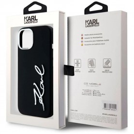 Karl lagerfeld Metal Script Logo iPhone 15 phone case - Black (Black) други,аксесоари,karl,lagerfeld,metal,script,logo,iphone,15,phone,case,black,(black)