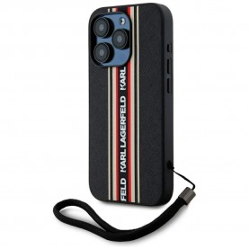 Karl lagerfeld Saffiano Athleisure iPhone 15 Pro phone case - Black (Red) други,аксесоари,karl,lagerfeld,saffiano,athleisure,iphone,15,pro,phone,case,black,(red)