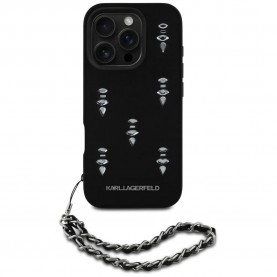 Karl lagerfeld Saffiano Crystals Chain iPhone 16 Pro phone case - Black (Black) други,аксесоари,karl,lagerfeld,saffiano,crystals,chain,iphone,16,pro,phone,case,black,(black)
