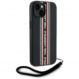 Karl lagerfeld Saffiano Athleisure iPhone 15 phone case - Black (Red) други,аксесоари,karl,lagerfeld,saffiano,athleisure,iphone,15,phone,case,black,(red)