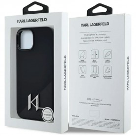 Karl lagerfeld Shadow Metal Initial MagSafe iPhone 15 phone case - Black (Black) други,аксесоари,karl,lagerfeld,shadow,metal,initial,magsafe,iphone,15,phone,case,black,(black)