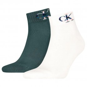 чорапи,мъжки,чорапи,calvin,klein,701228805,quarter,short,socks,2,units,white,teal,(green,white)