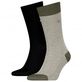 чорапи,мъжки,чорапи,tommy,hilfiger,birdseye,socks,2,pairs,army,green,(green,black)