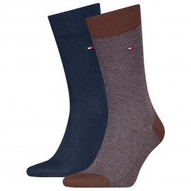 чорапи,мъжки,чорапи,tommy,hilfiger,birdseye,socks,2,pairs,chocolate,brown,(brown,blue)