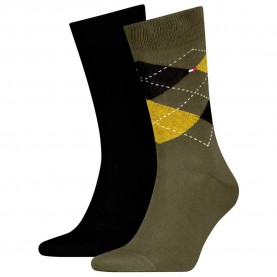 чорапи,мъжки,чорапи,tommy,hilfiger,check,classic,socks,2,pairs,army,green,(green,black)