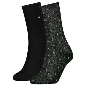 чорапи,дамски,чорапи,tommy,hilfiger,dot,classic,socks,2,pairs,black,lurex,(black)