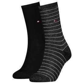чорапи,дамски,чорапи,tommy,hilfiger,small,stripe,classic,socks,2,pairs,black,lurex,(black)
