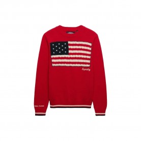 Блуза Superdry Americana Flag Crew sweater - Red (Varsity Red) блуза,дамски,пуловери,дамски,плетени,дрехи,superdry,americana,flag,crew,sweater,red,(varsity,red)
