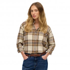 карирана,риза,дамски,блузи,дамски,ризи,superdry,check,flannel,boyfriend,long,sleeve,shirt,beige,cream,check,(beige)
