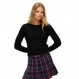 блуза,дамски,пуловери,дамски,плетени,дрехи,superdry,essentials,slim,cable,sweater,black