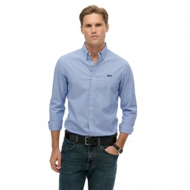 Риза с дълъг ръкав Superdry Essentials Tailored Lite long sleeve shirt - Blue (Micro Ticking Stripe Indigo) риза,с,дълъг,ръкав,мъжки,ризи,superdry,essentials,tailored,lite,long,sleeve,shirt,blue,(micro,ticking,stripe,indigo)