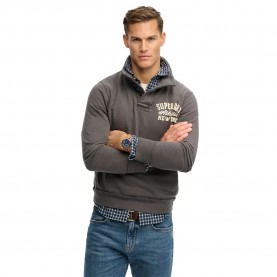 Блуза Superdry Vintage Athletic Half Button sweatshirt - Grey (Dark Shadow Grey) блуза,мъжки,пуловери,superdry,vintage,athletic,half,button,sweatshirt,grey,(dark,shadow,grey)