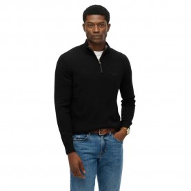Блуза Superdry Wool Blend half zip sweater - Black (Black) блуза,мъжки,пуловери,superdry,wool,blend,half,zip,sweater,black,(black)