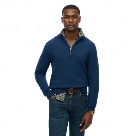 Блуза Superdry Wool Blend half zip sweater - Blue (Dusk Navy Marl) блуза,мъжки,пуловери,superdry,wool,blend,half,zip,sweater,blue,(dusk,navy,marl)