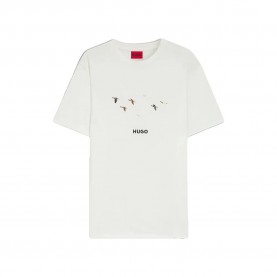 Тениска HUGO Dugolini 10272987 T-shirt - White (Natural) тениска,мъжки,тениски,дамски,тениски,hugo,dugolini,10272987,t,shirt,white,(natural)