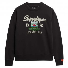 суичър,дамски,блузи,superdry,souvenir,graphc,embroidered,loose,crew,hoodie,bison,black,(black)