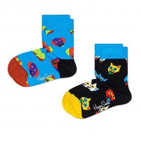 чорапи,детски,чорапи,happy,socks,cat,and,dog,socks,2,pairs,multicolor,(blue,black)