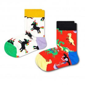 чорапи,детски,чорапи,happy,socks,dinosaur,socks,2,pairs,multicolor,(red,white)