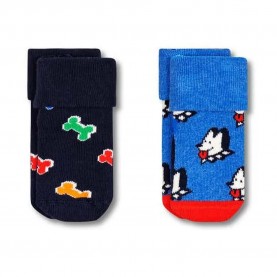 чорапи,детски,чорапи,happy,socks,dog,&,dog,bone,terry,socks,2,pairs,multicolor,(blue)