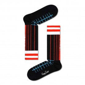 чорапи,мъжки,чорапи,happy,socks,grid,stripe,crew,long,socks,multicolor,(black)