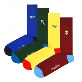 чорапи,мъжки,чорапи,happy,socks,ribbed,embroidery,long,socks,4,pairs,multicolor