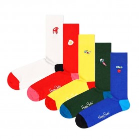 чорапи,мъжки,чорапи,happy,socks,ribbed,embroidery,long,socks,5,pairs,multicolor