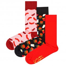 чорапи,мъжки,чорапи,happy,socks,saussage,hamburguer,and,solid,rib,long,socks,3,pairs,multicolor
