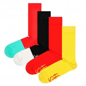 чорапи,мъжки,чорапи,happy,socks,solid,rib,and,mixed,long,socks,4,pairs,multicolor