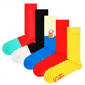 чорапи,мъжки,чорапи,happy,socks,solid,rib,mixed,and,milk,long,socks,5,pairs,multicolor