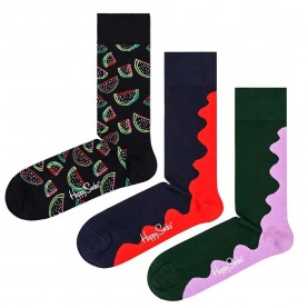 чорапи,мъжки,чорапи,happy,socks,watermelon,wave,long,socks,3,pairs,multicolor,(black)