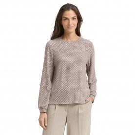 Тениска Tom tailor 1044923 Cosy long sleeve T-shirt - Beige (Brown Graphical Minimal) тениска,дамски,тениски,tom,tailor,1044923,cosy,long,sleeve,t,shirt,beige,(brown,graphical,minimal)