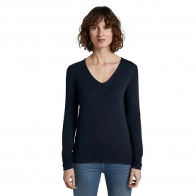 блуза,дамски,пуловери,дамски,плетени,дрехи,tom,tailor,front,logo,coin,v,neck,sweater,sky,captain,blue,(blue)