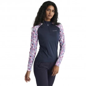 блуза,дамски,блузи,calvin,klein,golf,dakota,quarter,zip,top,sweatshirt,blue,(glitch,print)