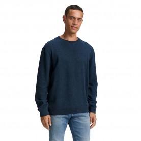 Блуза Tom tailor 1047570 Structured Crewneck Knit sweater - Blue (Real Teal Navy Twotone) блуза,мъжки,пуловери,tom,tailor,1047570,structured,crewneck,knit,sweater,blue,(real,teal,navy,twotone)